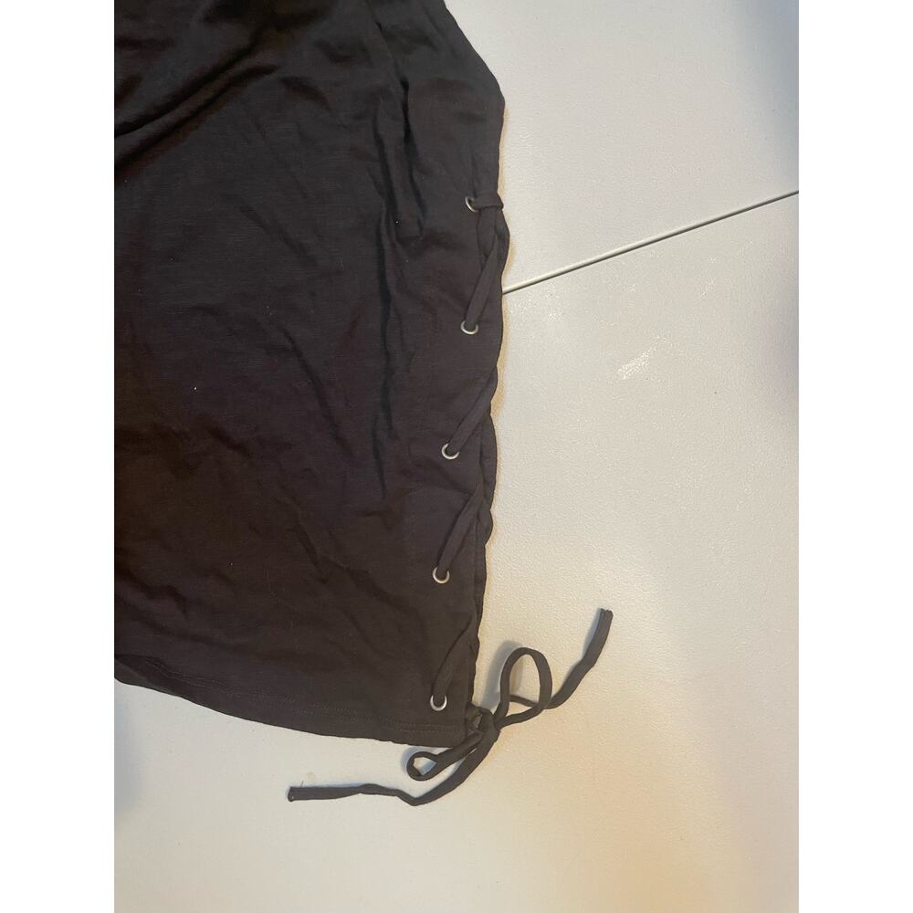 Avec Les Filles Black Shirt‎ Dress Short Sleeves Stretch Tie Size Small - Picture 5 of 7